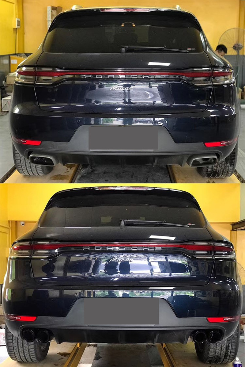 Suitable for Porsche macan sports three-layer four-out tail throat Maca GTS exhaust pipe modification round mouth square mouth
