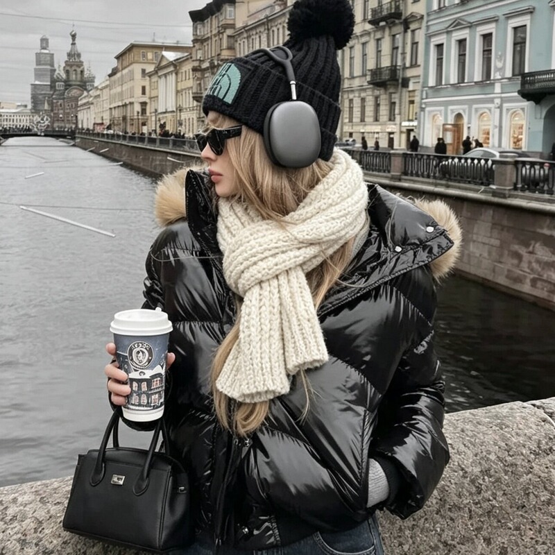 Short shiny down jacket with large fur collar, no-wash, for women, new winter design, thickened coat for petite figures