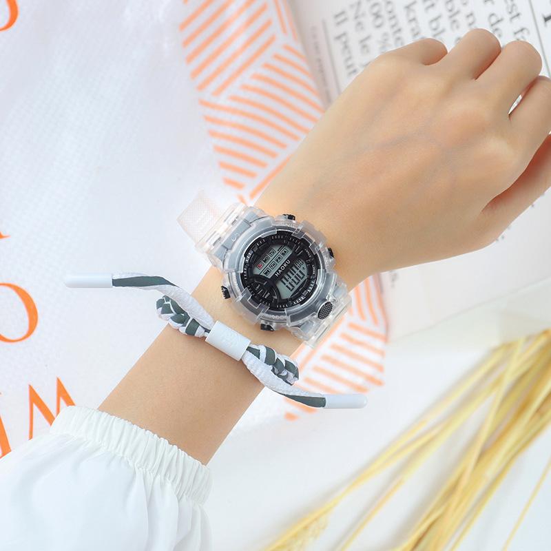 新款透明简约气质时尚潮流独角兽电子手表圆形学生运动糖果电子表