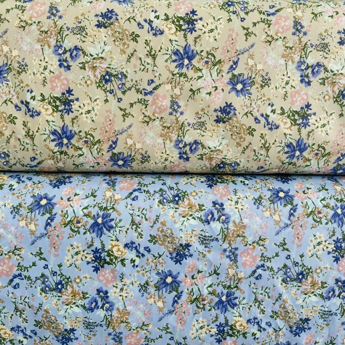 植物花卉小清新花朵 斜纹纯棉布料批发环保印染 小女孩连衣裙面料