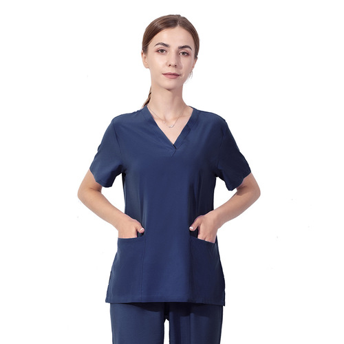Cross-border dropshipping elastic doctor's work uniform short-sleeved nurse dress beauty hospital top women's operating room handwashing garment