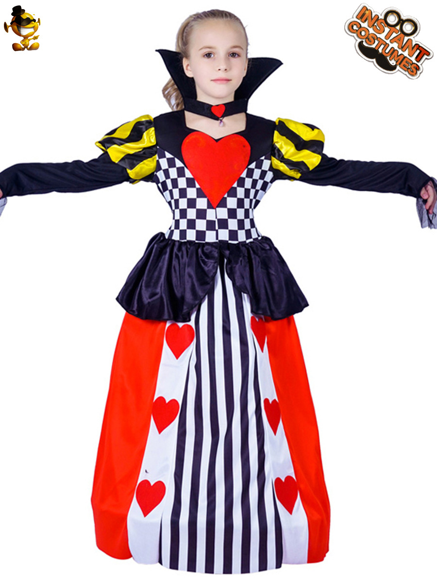 Halloween niños niña rojo melocotón reina princesa vestido niña rojo corazón reina traje Cosplay