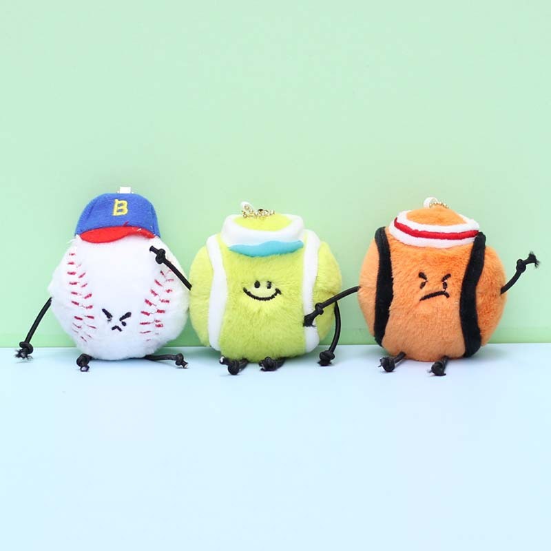 クリエイティブサッカーぬいぐるみかわいいテニスバスケットボールキーホルダーペンダント人形楽しいスポーツ人形卸売|undefined