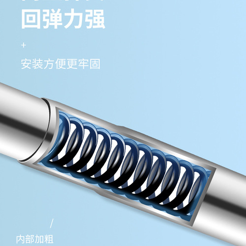 Stainless steel punch-free telescopic rod clothes drying rod bathroom shower curtain rod curtain rod door curtain rod bedroom wardrobe support rod
