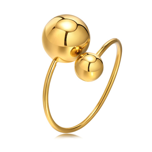 Stainless steel ball adjustable ring for women, gold, fashionable and personalized titanium steel accessory jewelry RC-536