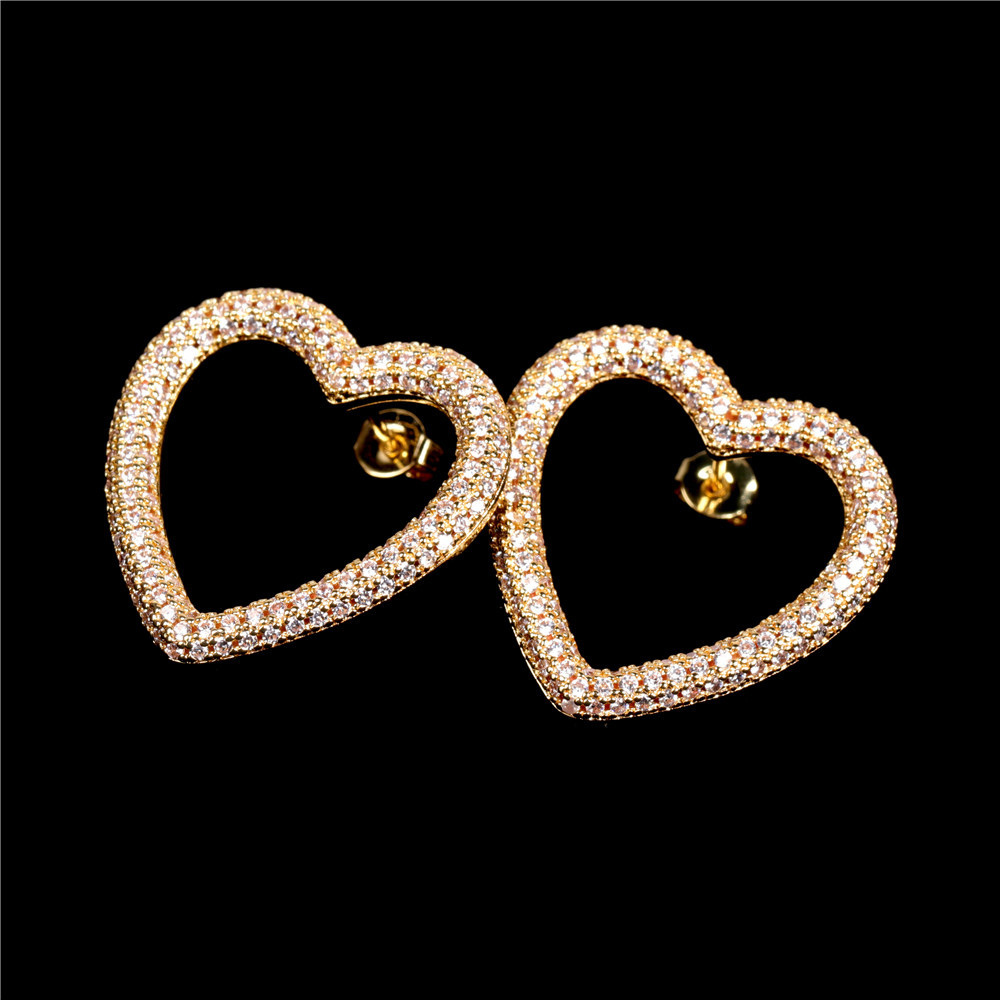 Nihaojewelry Fashion Diamond Heart Shape Geometric Hollow Earrings Wholesale Jewelry display picture 9