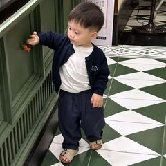 儿童套装秋季新款洋气时尚可爱卡通男童时尚刺绣开衫休闲女童裤子