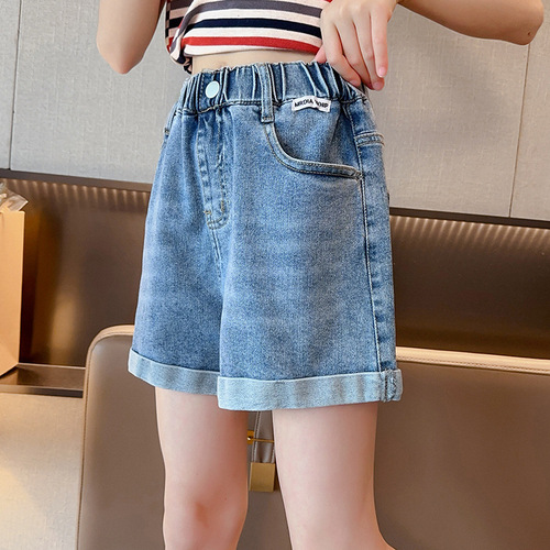 Children's denim shorts summer pants thin new big kid outerwear children's summer street riding loose stylish