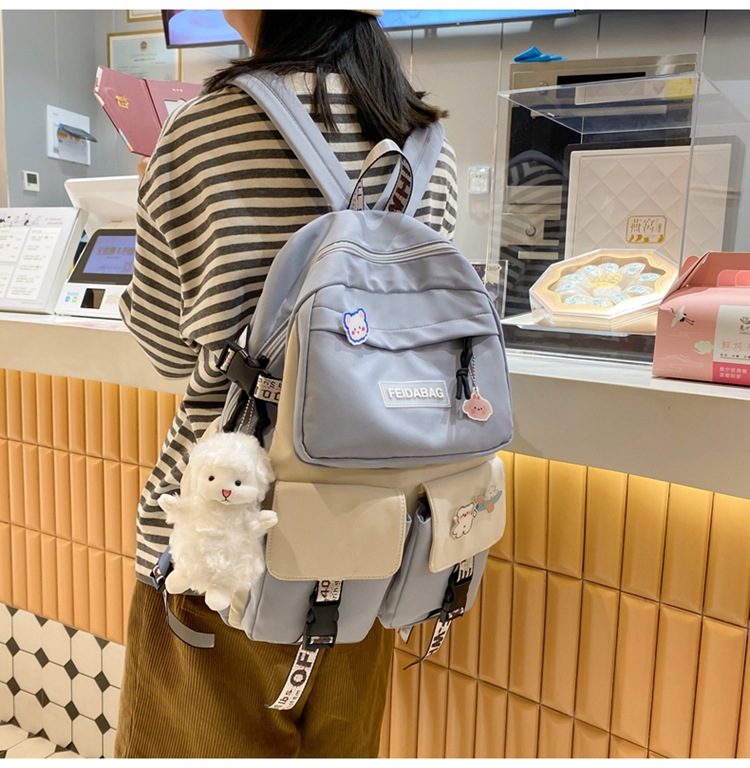 2021 New Schoolbag Korean Version Backpack Junior High School Student Schoolbag Campus Backpack Girl display picture 14