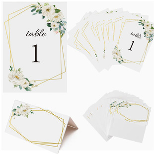 Temu in stock hot geometric flower table card digital card 1-25 double-sided seat card 4*6 handwritten reserved card