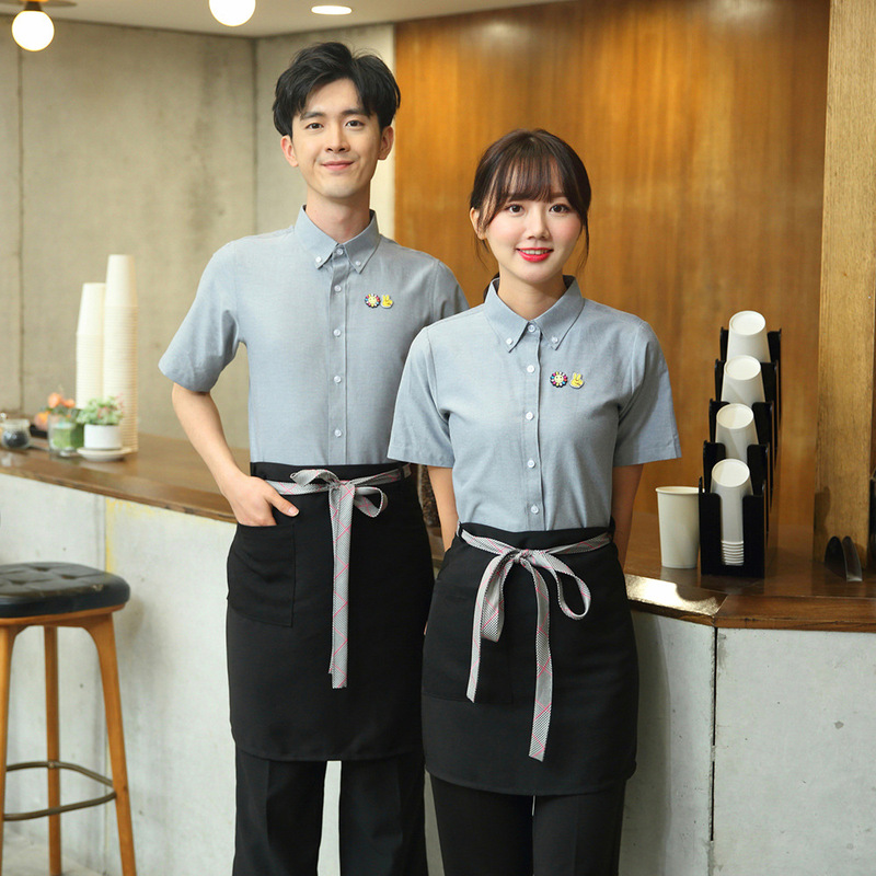 Hotel Waiter Work Clothes Shirt Short Sleeve Western Catering Fast Food Hotel Hot Pot Restaurant Coffee Shop Work Uniform Summer