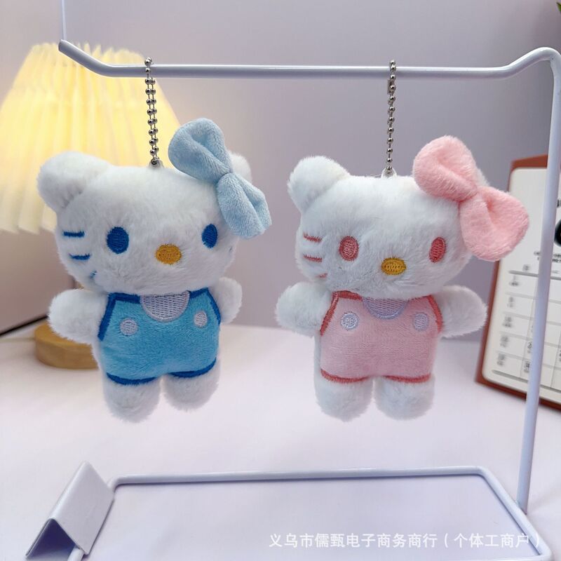 可爱毛绒领结猫咪玩偶挂件卡通粉衣Kt钥匙扣胸针箱包服装饰品配件|undefined