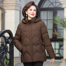 高档羽绒服女短款妈妈装冬季新款加厚中老年宽松大码连帽外套