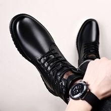马丁靴男士头层牛皮羊毛保暖棉鞋军勾巡洋舰新款工装机车厚底短靴