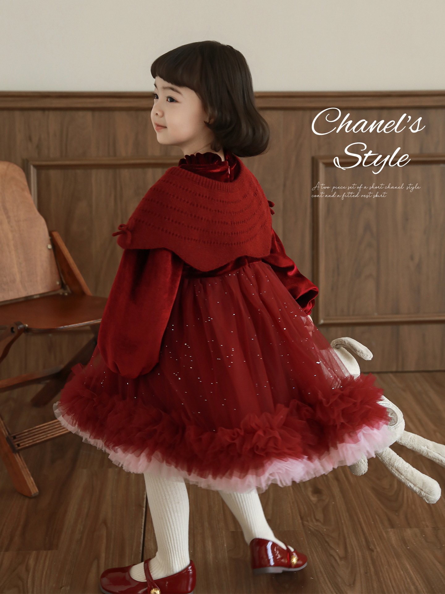 Wulibuyi chica 2026 nuevo invierno de lana calentamiento tela de abrigo desmontable chale vestido de princesa de moda chica