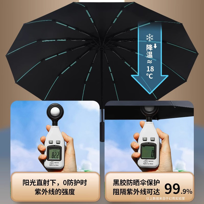 24骨自动雨伞大号晴雨两用遮阳伞加厚加大折叠太阳伞防晒防紫外线|undefined