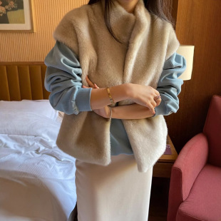 Fashion 2024 South Korea Chic Fur Coat All-match Mink Cardigan Korean Vest Coat