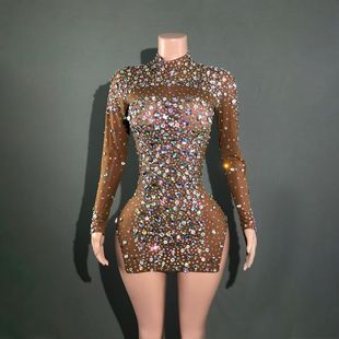 New Shiny Black Diamond Crystal Evening Dress Birthday Dress Wedding Party Party Dress Hip Bag dress
