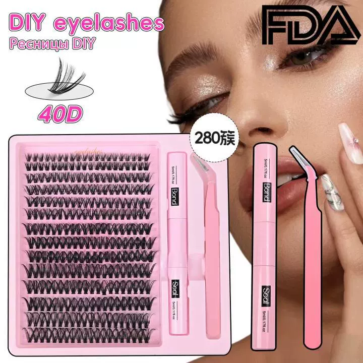 跨境分段式假睫毛单簇欧美外贸睫毛自然浓密朵毛眼睫毛批发现货