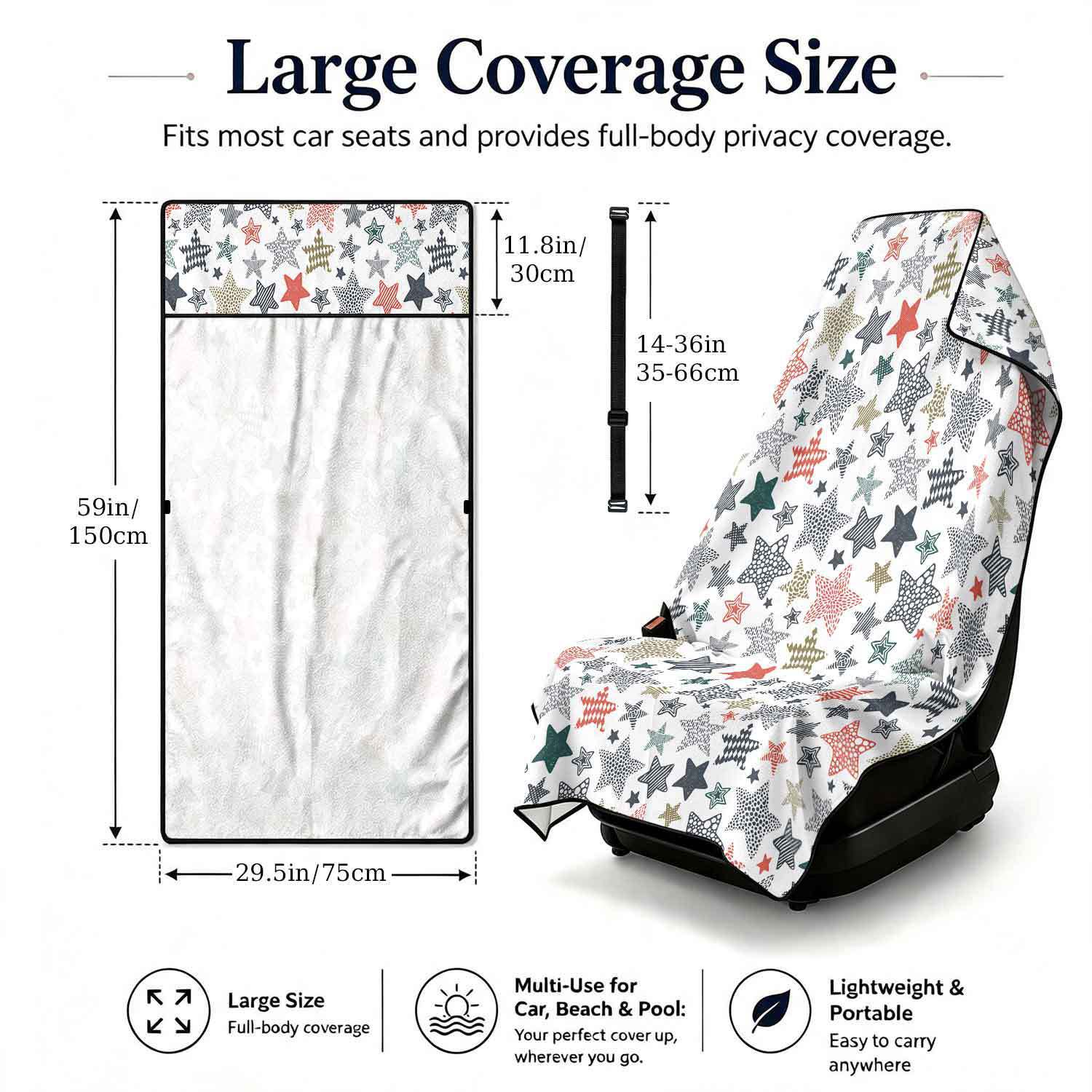 Geometric Bath Towel Car Seat Cover 2-in-1 Microfiber Outdoor Beach Car Dual-Use Universal Seat Cushion