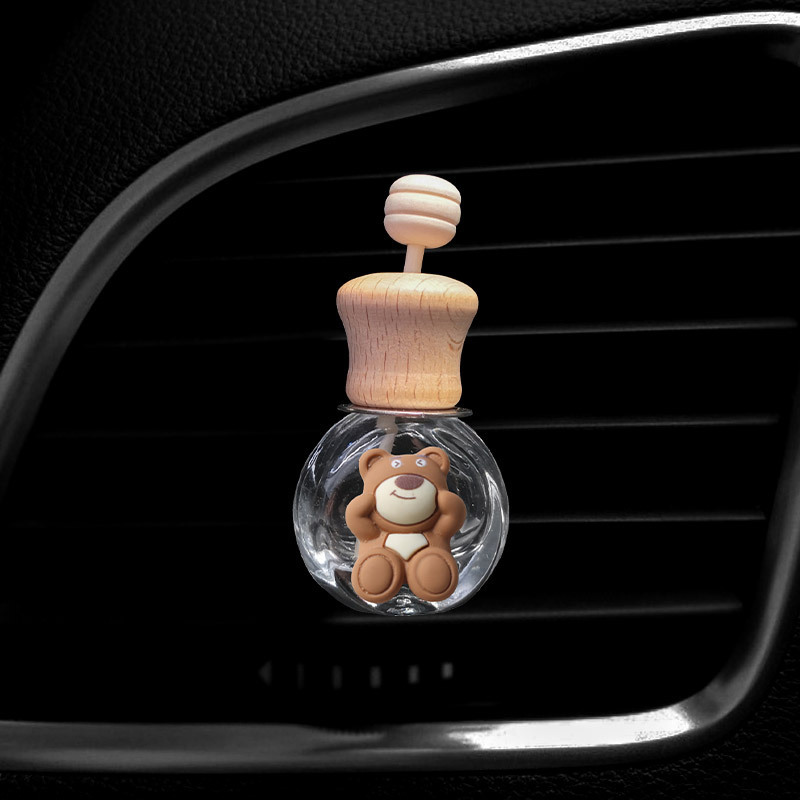 Red de la red color té leche dibujos animados coche salida de aire botella de perfume creativo lindo coche decoración de aromaterapia accesorios de coche