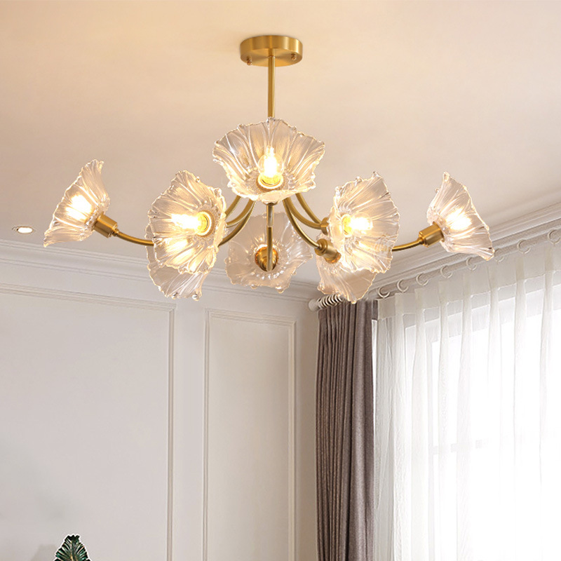 Modern glass cream ceiling light for bedroom