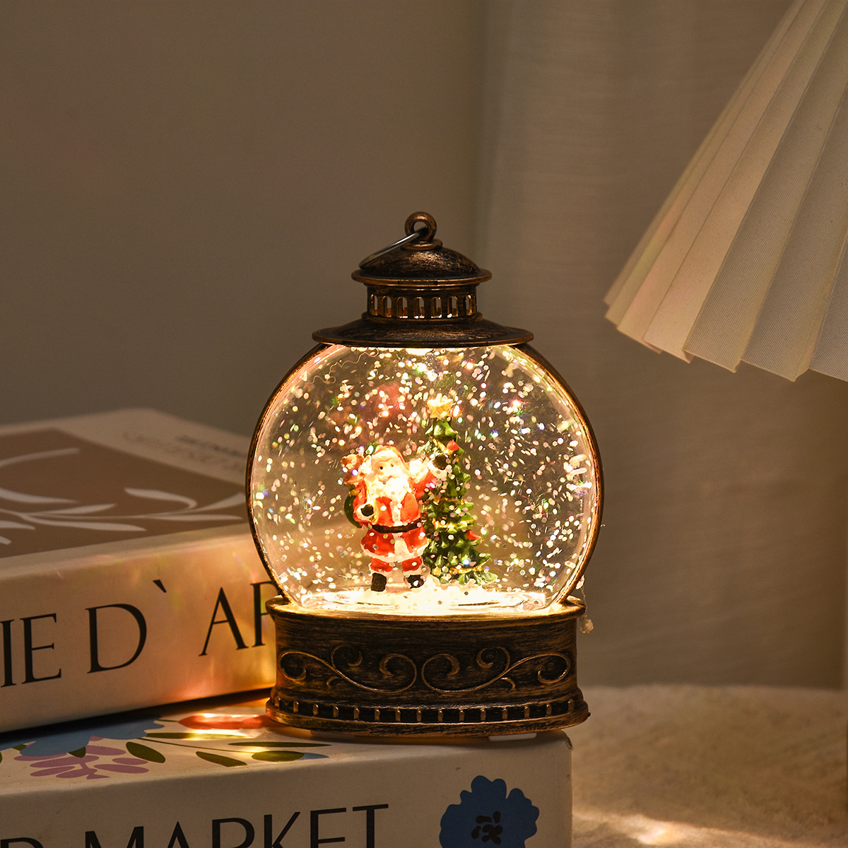Decoración de Navidad luminosa interior nieve lámpara de viento regalo de Navidad mano regalo de Santa inyección de agua lámpara de noche