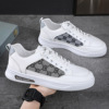 White shoes, trend fashionable footwear, universal light panel for leisure, sneakers, autumn