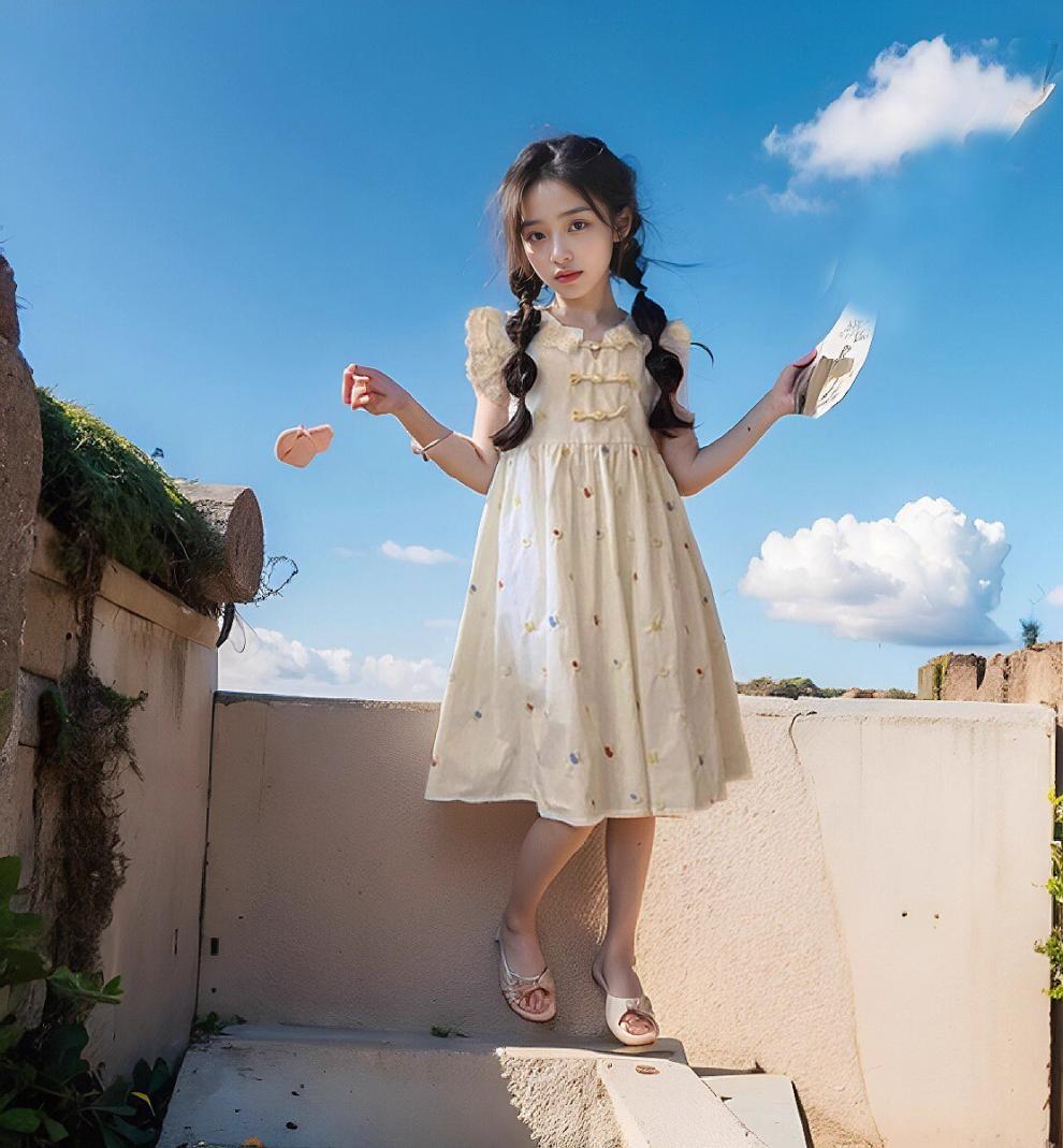 Girls' floral 2024 summer new fashionable and stylish children's women's clothing princess vest dress_voghion.com
