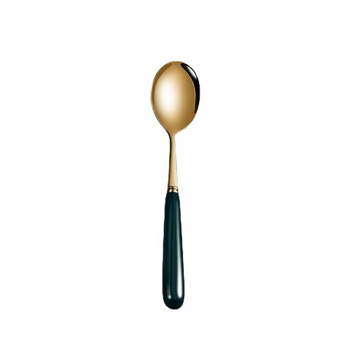 Emerald stainless steel spoon for home drinking soup and eating Korean style cute thickened long handle spoon spoon fork set
