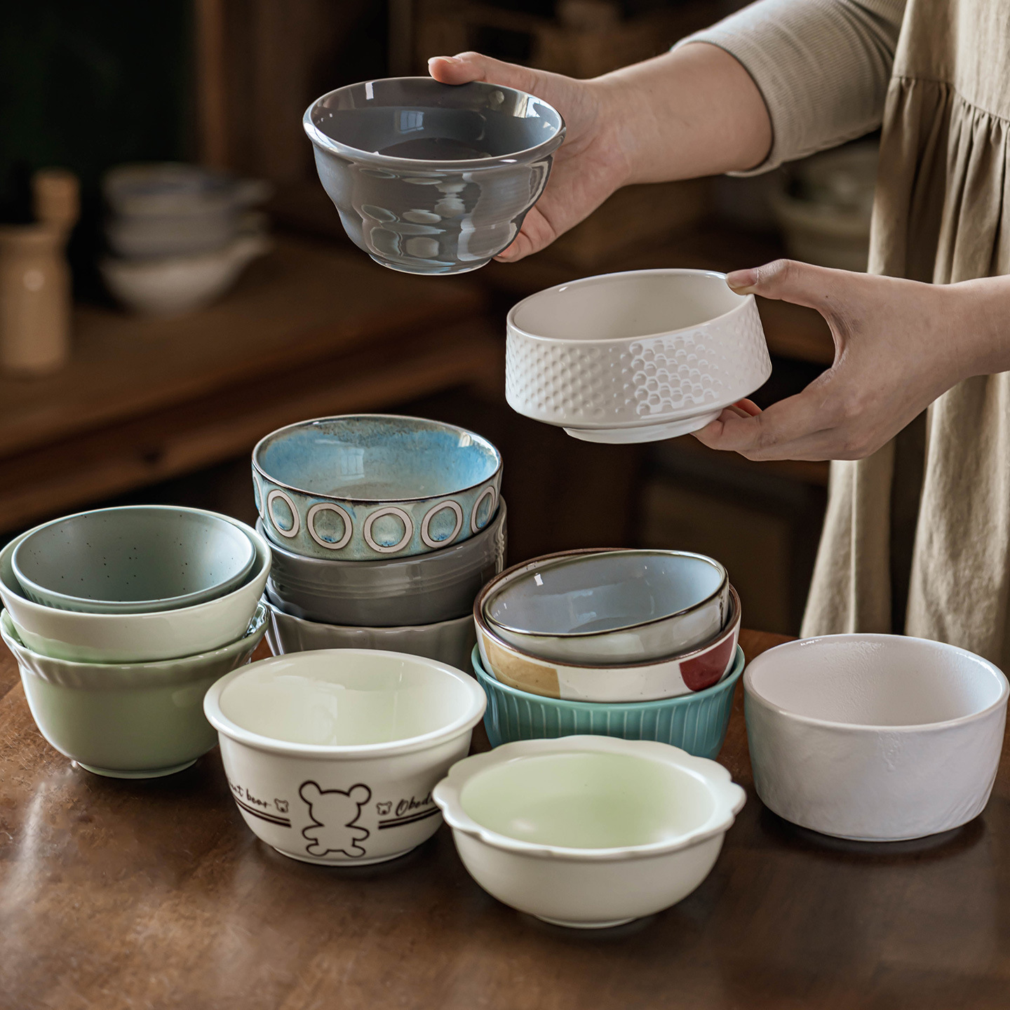 Tazón de arroz estilo japonés, tazón de cerámica para arroz, tazón para postre, vajilla retro para casa de familia, tazón para hotel, tazón para uso doméstico, estilo vintage de calidad alimentaria