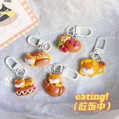 Cute bread dog keychain dessert hot dog cartoon girl heart bag pendant student best friends couple accessories