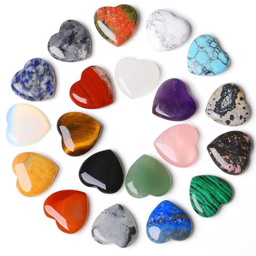 2cm natural stone powder crystal heart-shaped gemstone heart-shaped natural stone crystal raw material high-quality palm stone crystal