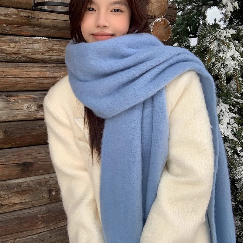 Bufanda de Mohair de Poliéster y Mohair, Térmico, para Invierno