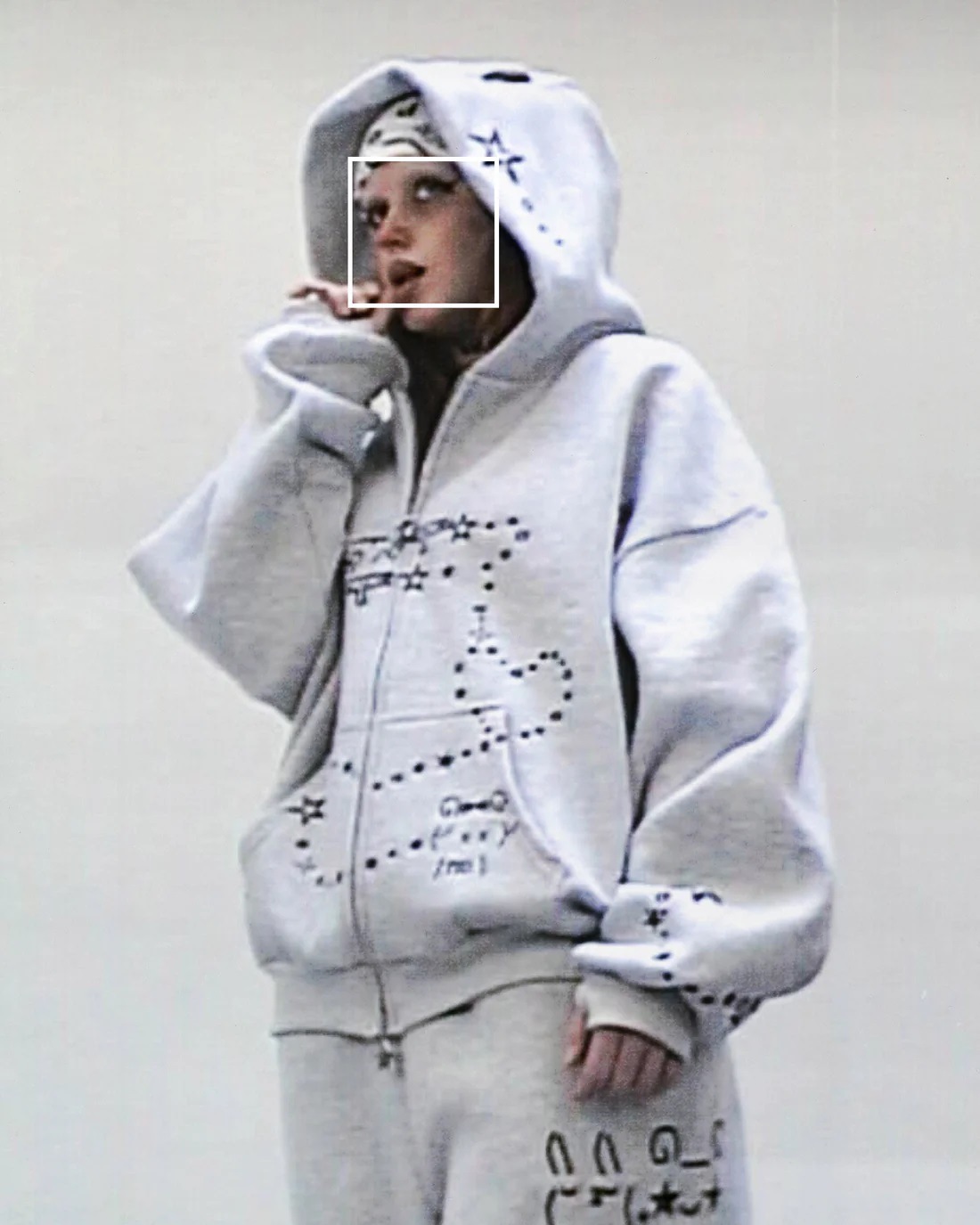 Fashionable Ins New Autumn/Winter Casual Bear Star Printed Loose Zipper Hoodie Set_voghion.com