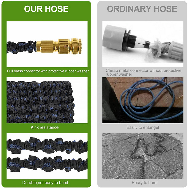 伸缩花园水管跨境品质 产品全检八功能水枪平纹水管三倍伸缩水管