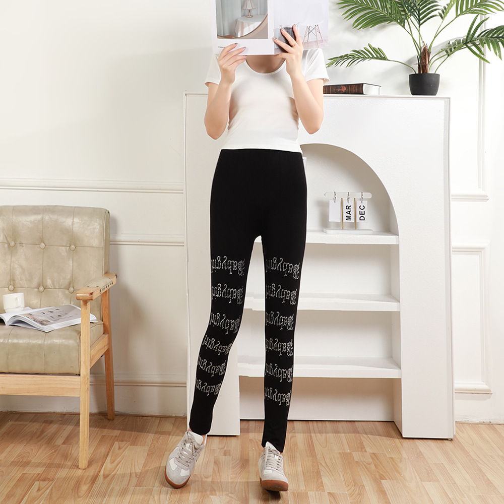 Women's Clothing hot diamond leggings letter high waist hip lifting leggings for women all match outer wear slimming yoga pants_voghion.com