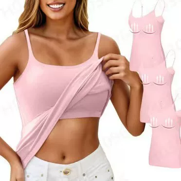 Popular Long-Style Camisole with Chest Pads and Beautiful Back Design, Plus-Size, Wireless Bra Insert