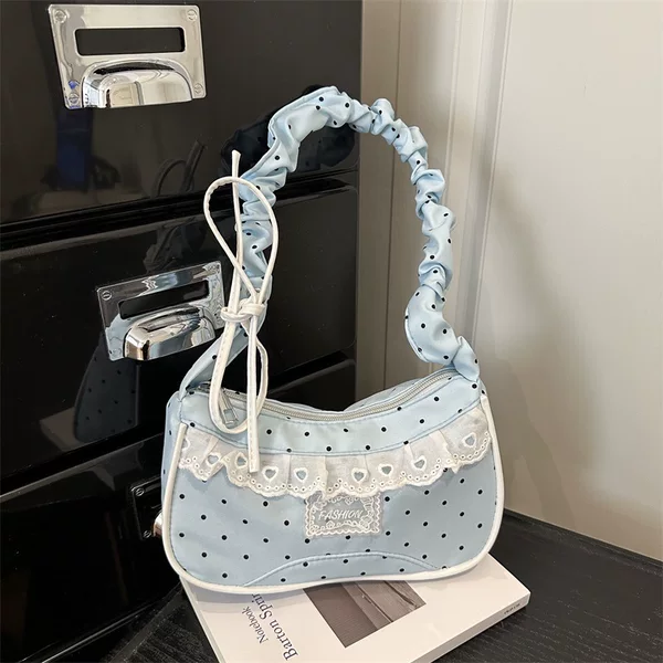 2026 New Korean Style Polka Dot Chic Personality Small Square Bag Large Capacity Shoulder Bag Fashionable Casual Commuting Handbag