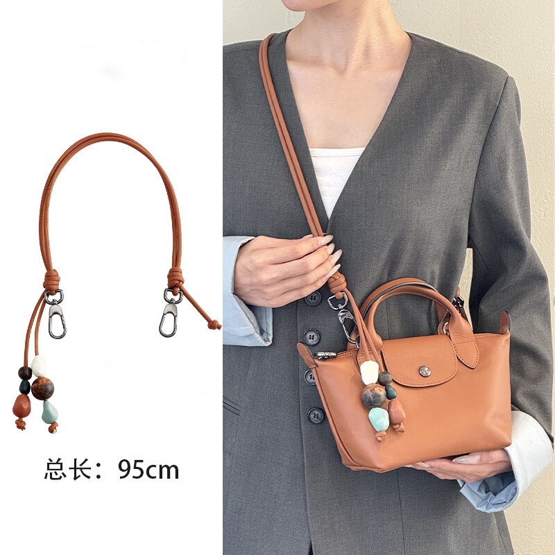 New Cross-Border Model Suitable for Longchamp Dumpling Bag Transformation, Versatile Retro Pottery Beaded Underarm Shoulder Crossbody Bag Strap