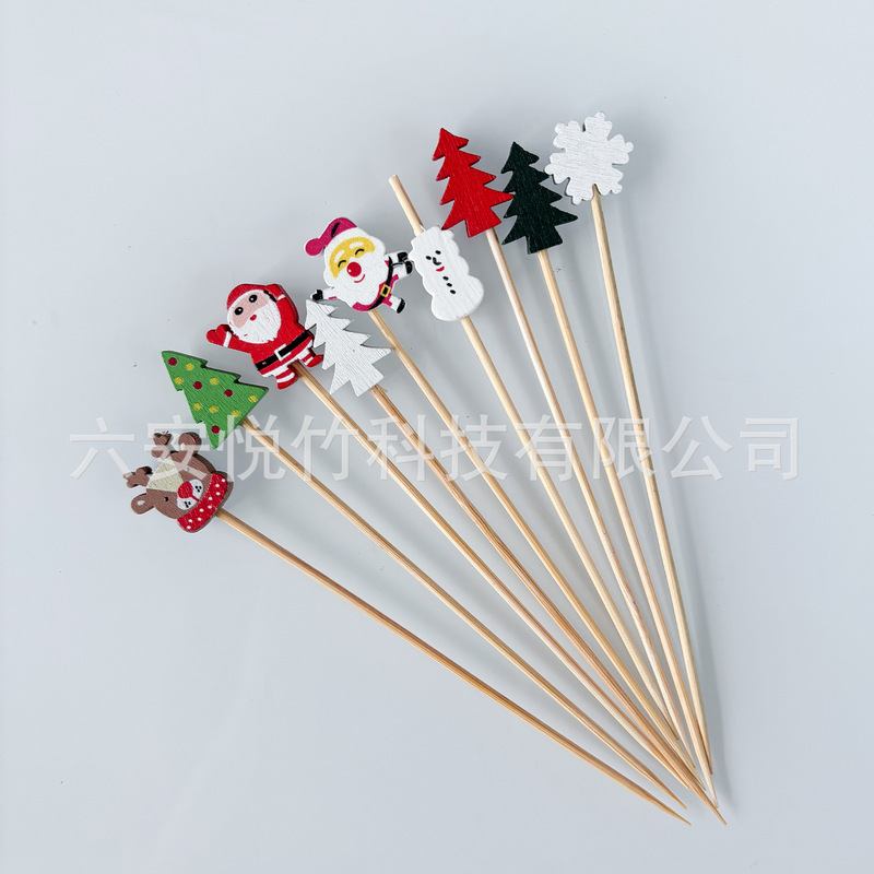 かわいい松の木クリスマスフルーツピック使い捨てクリエイティブ竹ピックカラフルなクリスマスツリーカクテルデコレーションピックデザート|undefined
