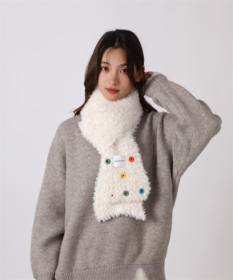 Cervo bianco stesso stile bambini autunno inverno peluche lana ispessita e calda pulsante mostra faccia piccola grande testa_voghion.com