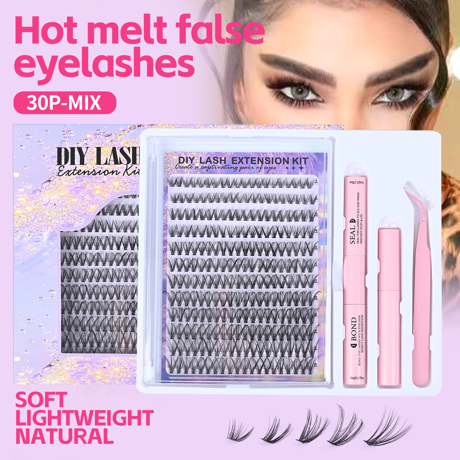 Europa y los Estados Unidos de fusión en caliente de cabello de gran capacidad 30Pdiy un solo racimo natural denso caricatura maquillaje de ojos pestañas transfronterizas