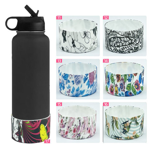 7.5/12-24oz Silicone Protective Cover Thermos Cup Cover Water Transfer Printed Sports Bottle Space Bottle Cup Cover Cup Bottom Cover