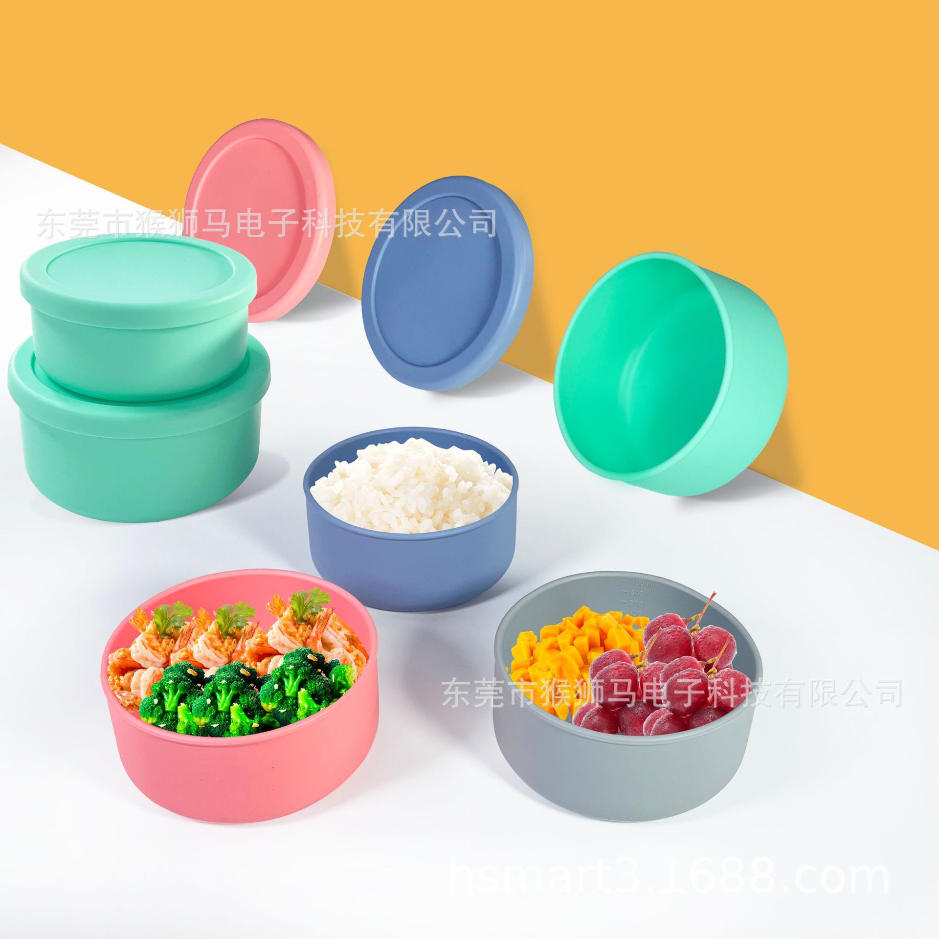 Food-Grade Silicone Lunch Box, Microwave Heating, High Temperature Resistant Lunch Box, Baby Food Bowl, Silicone Household Crisper