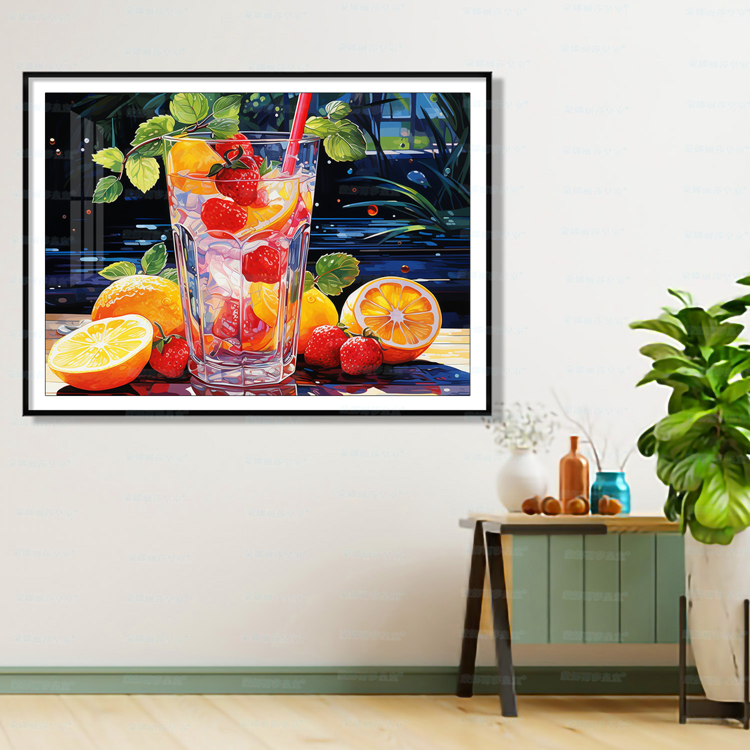 Monalisa real Cruz puntada fruta té nuevo pequeño moderno simple salón decoración Bordado de hilo hecho a mano image 8