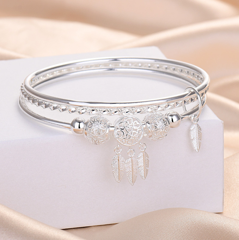 Tiktok Valentine's Day silver-plated bracelet female Sansheng Sanshi young Solid Dream Catcher bracelet online celebrity gift for girlfriends Tiktok Valentine's Day silver-plated bracelet female Sansheng Sanshi young Solid Dream Catcher bracelet online celebrity gift for girlfriends