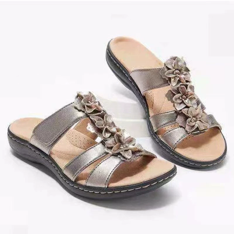 2022 летние сандалии, новые европейские и американские Повседневные Удобные сандалии с полым клиновидным цветком и открытым носком, женская обувь больших размеров