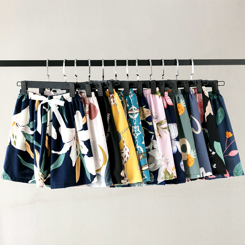 Summer New Foreign Trade Cotton Silk Pajamas for Women, Thin, Comfortable and Loose, Large Size Wide Leg Pants, Wahl Cotton Cartoon Shorts