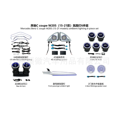Suitable for Mercedes-Benz C- Class Panel (Dashboard) işıqlandırması - 6-piece-ambient-light-set-1-set-15-21-mercedes-benz-c-class-coupe-coupe